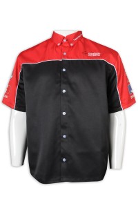 DS075 custom-made short-sleeved team shirts, cotton-loaded workwear, team shirt garment factory front view